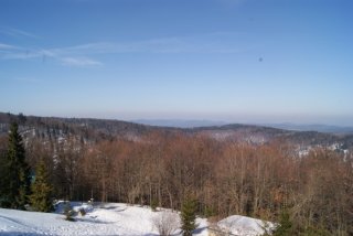 Panorama sprzed Schroniska PTTK na Jaworzynie Krynickiej