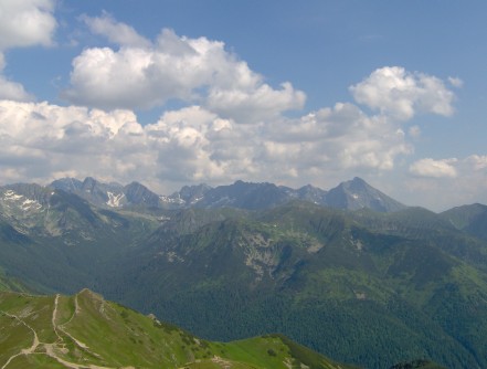 Widok z Kopy Kondrackiej na sowackie Tatry Wysokie