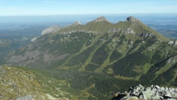 Widok z Jagnicego Szczytu na zachodnie Tatry Bielskie - Mura, Nowy Wierch, Hawra oraz Paczliw Ska