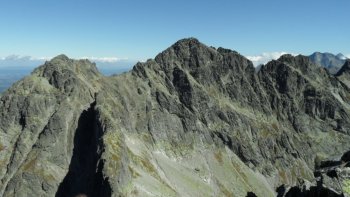 Widok z Koprowego Wierchu na Cubryn, Miguszowiecki Szczyt Wielki oraz Poredni Miguszowiecki Szczyt