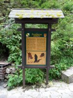 Tablica informująca o gatunkach zwierząt żyjących w Jaskini Bielskiej (Belianska jaskyňa)